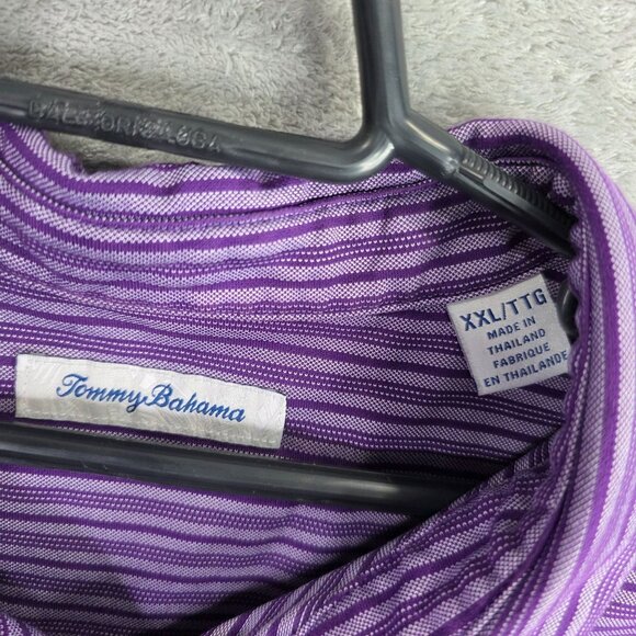 Mens Tommy Bahama Purple Striped Polo Shirt Pima Cotton Blend Golf Size XXL - Picture 3 of 8